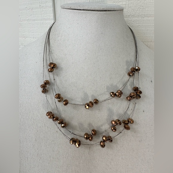 Sparkly faceted copper bead infinity style necklace - Picture 1 of 4